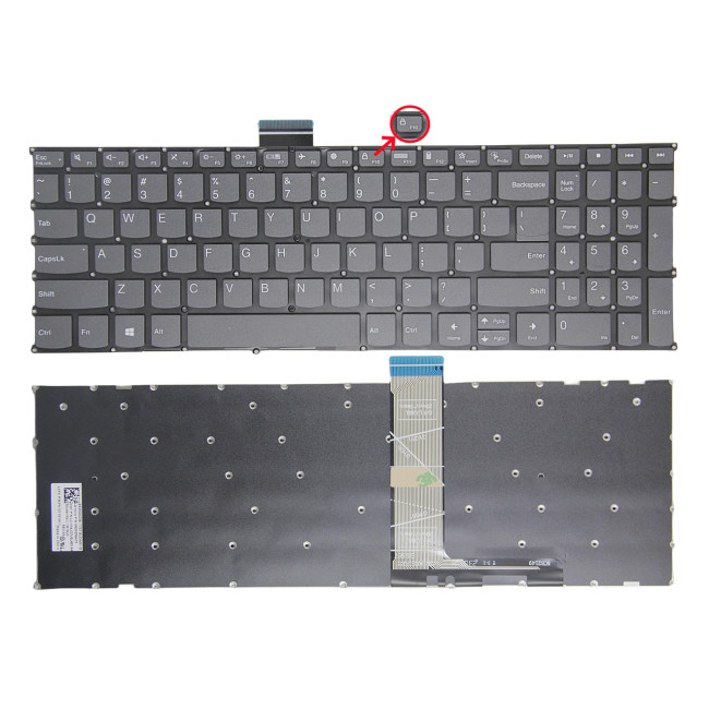 Lenovo yoga Slim 7-15ITL05, yoga Slim 7-15IIL05, yoga Slim 7-15ITL5, yoga Slim 7-15imh05, gray F10 LOCK US keyboard - main product image