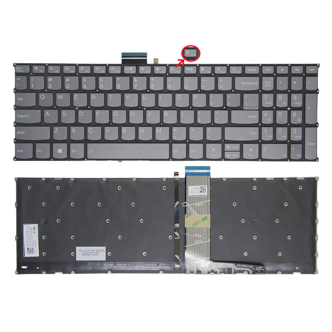 Lenovo yoga Slim 7-15ITL05, yoga Slim 7-15IIL05, yoga Slim 7-15ITL5, yoga Slim 7-15imh05, gray F10 LOCK backlit US keyboard original - main product image