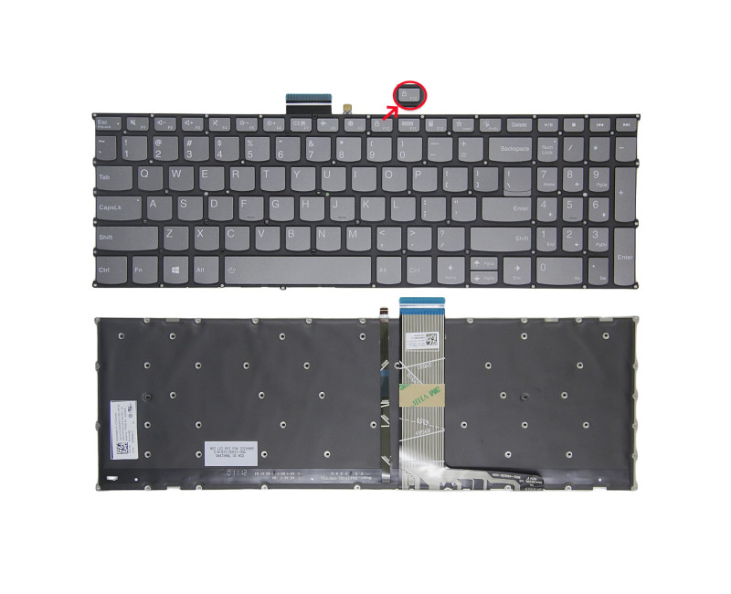 Lenovo yoga Slim 7-15ITL05, yoga Slim 7-15IIL05, yoga Slim 7-15ITL5, yoga Slim 7-15imh05, gray F10 LOCK backlit US keyboard original - additional view 