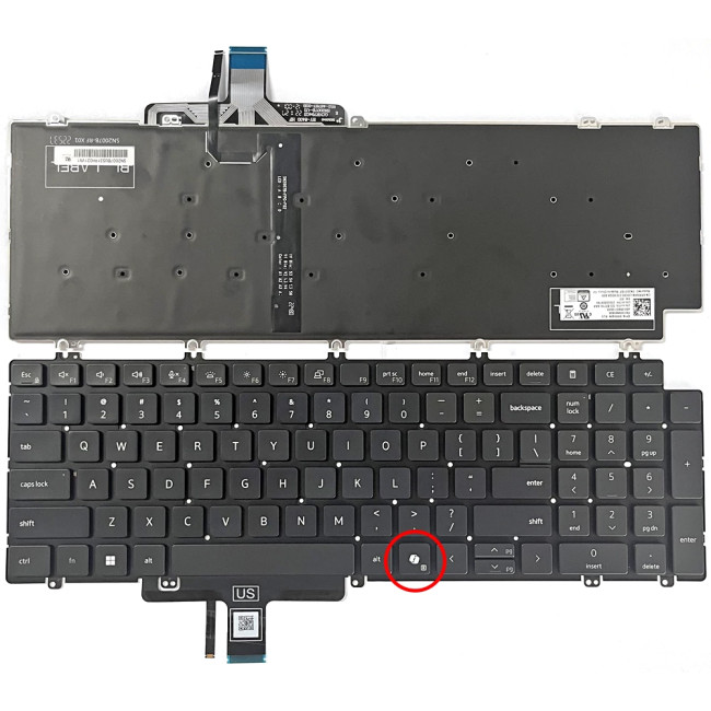 Dell Latitude 3540 5531 5540 backlit US keyboard AI - main product image
