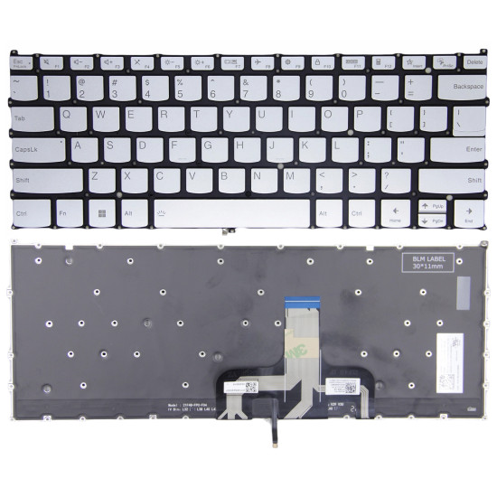 Lenovo IdeaPad 1 14ALC7 14AMN7 14IAU7 14IGL7, silver backlit US keyboard - main product image