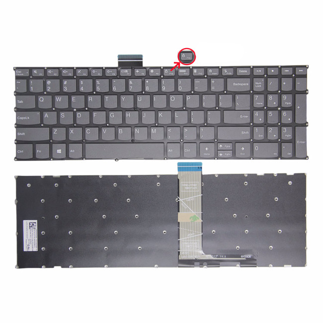 Lenovo IdeaPad 5-15iil05 5-15are05 5-15itl05 5-15alc05 F10 lock gray US keyboard - main product image