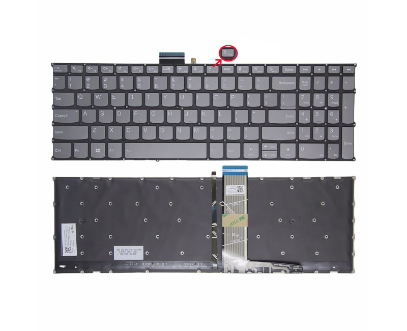 Lenovo IdeaPad 5-15iil05 5-15are05 5-15itl05 5-15alc05 F10 lock gray backlit US keyboard - additional view 