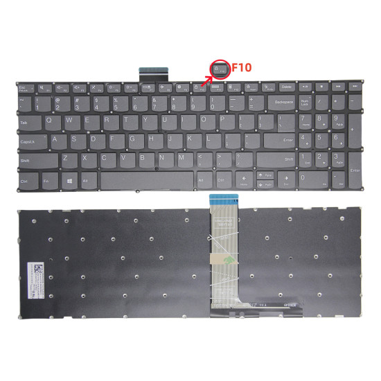 Lenovo IdeaPad 3-17ADA6, 3-17ALC6, 3-17ABA7, 3-17IAU7, 3-17IRU7, gray F10 lock US keyboard - main product image