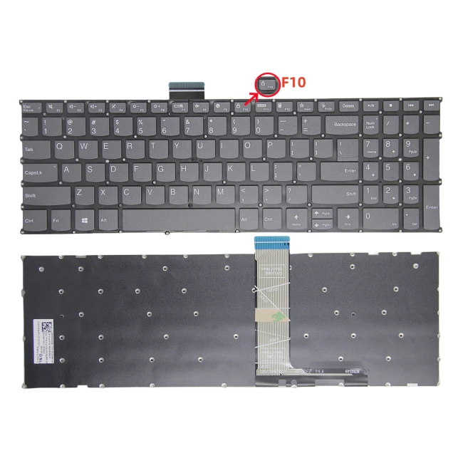 Lenovo IdeaPad 3-17ADA6, 3-17ALC6, 3-17ABA7, 3-17IAU7, 3-17IRU7, gray F10 lock US keyboard - main product image