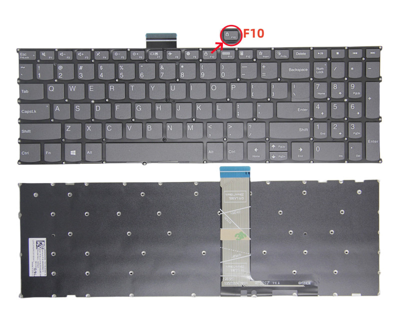 Lenovo IdeaPad Slim 3 16ABR8 16IAH8 16IRH8 16IRU8, gray F10 lock US keyboard - additional view 