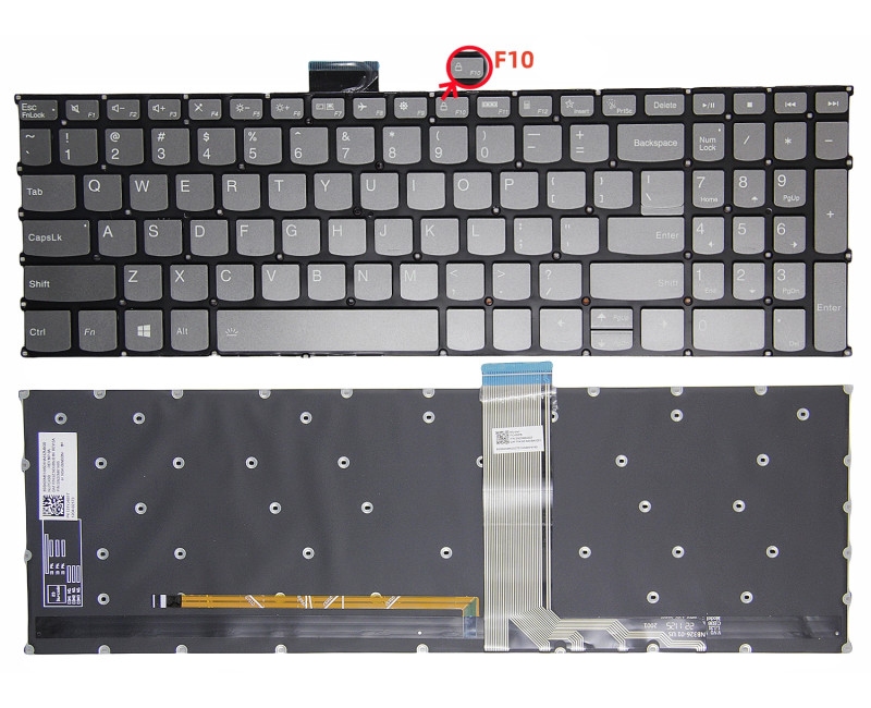 Lenovo IdeaPad 5-15ABA7 / 5-15IAL7 gray backlit F10 lock US keyboard