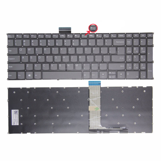 Lenovo IdeaPad 3-15ADA6, 3-15ALC6, 3-15ITL6, 3-15ABA7, 3-15IAU7, gray F10 lock US keyboard - main product image