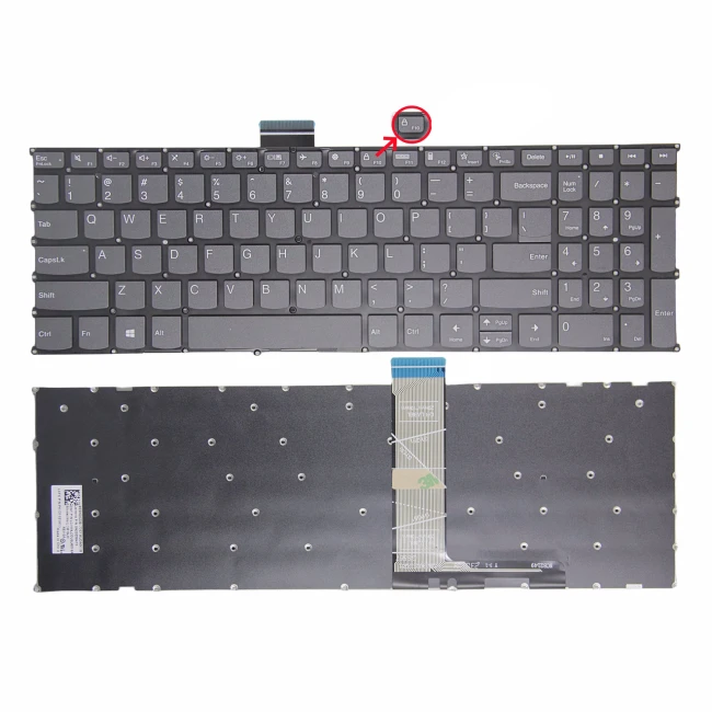 Lenovo IdeaPad 1-15ADA7, 1-15ALC7, 1-15IAU7, 1-15IJL7, 1-15IRU7, gray F10 lock US keyboard - main product image
