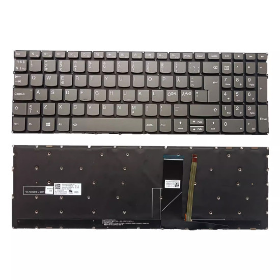 Lenovo Ideapad 720S-15ISK 720S-15IKB V330-15IKB V330-15ISK gray backlit Norwegian NE NR keyboard - main product image