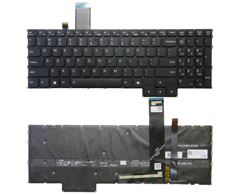 Lenovo Legion 5 Pro 16ARH7 16ARH7H 16IAH7 16IAH7H, black RGB backlit US keyboard - additional view 
