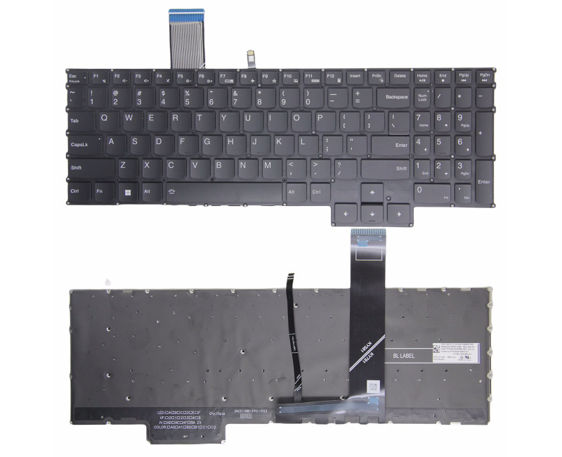 Lenovo Legion 5 15ARH7 15ARH7H 15IAH7 15IAH7H, black backlit US keyboard - additional view 