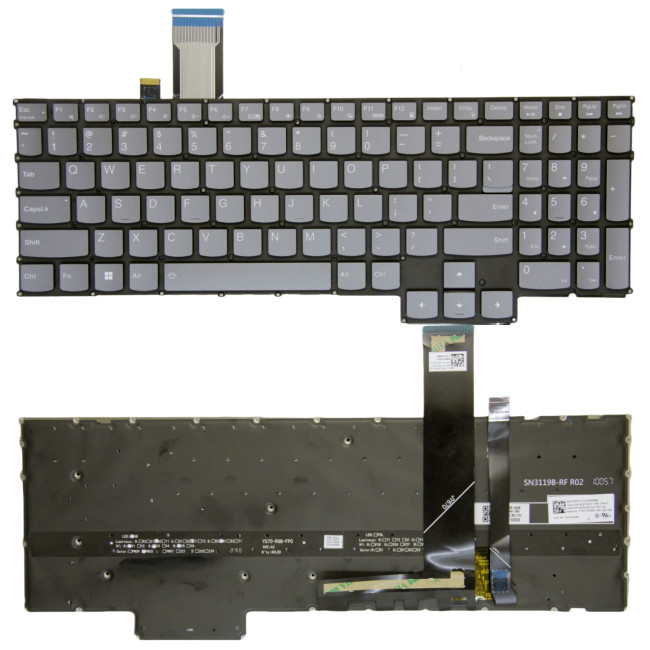 Lenovo Legion 5 15ARH7 15ARH7H 15IAH7 15IAH7H, gray RGB backlit US keyboard - main product image