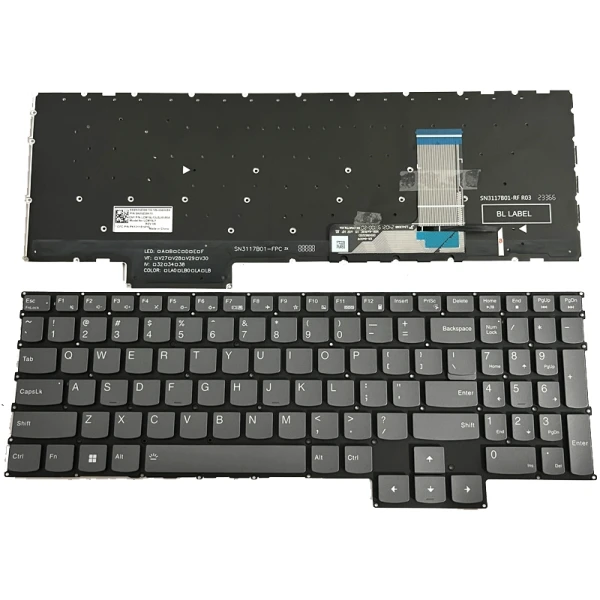 Lenovo LOQ 15AHP9, 15ARP9, 15IAX9, 15IAX9E, 15IAX9I, 15IRX9, GeekPro G5000 2024, gray backlit US keyboard - main product image