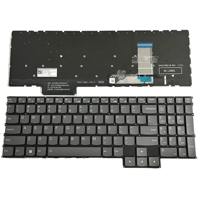 Lenovo LOQ 15AHP9, 15ARP9, 15IAX9, 15IAX9E, 15IAX9I, 15IRX9, GeekPro G5000 2024, gray backlit US keyboard - main product image