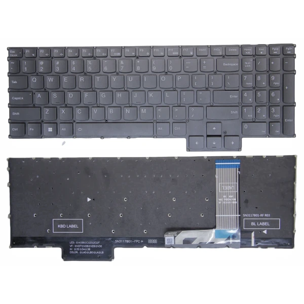 Lenovo Y7000P IRH8, R7000P APH8, R7000 AHP9, ARP9, 2023 2024 gray backlit US keyboard - main product image