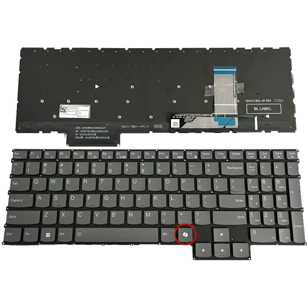Lenovo Legion Slim 5 16IRH8, Legion Slim 5 16APH8, Legion Slim 5 16AHP9, Legion Slim 5 16AHP9, gray backlit US keyboard AI - main product image