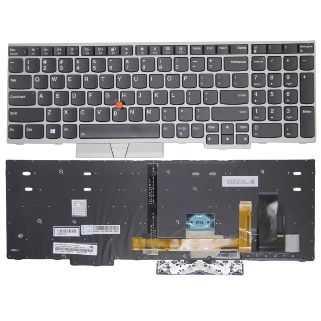 Lenovo ThinkPad E580, E585, E590, E595, L580, L590, R590, T590, silver backlit US keyboard original - main product image