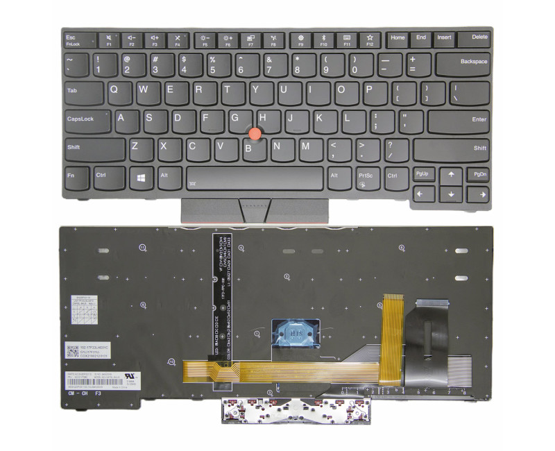 Lenovo Thinkpad E480 E485 L380 L480 L490 T480s T490 black frame backlit US keyboard original - additional view 