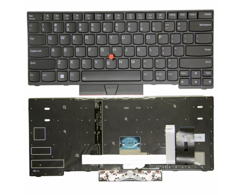 Lenovo Thinkpad E480 E485 L380 L480 L490 T480s T490 black frame backlit call US keyboard original - additional view 