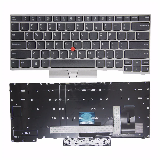 Lenovo Thinkpad E480 E485 L380 L480 L490 T480s T490 silver frame US keyboard OEM - main product image