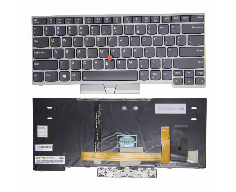 Lenovo Thinkpad E480 E485 L380 L480 L490 T480s T490 silver frame backlit US keyboard original