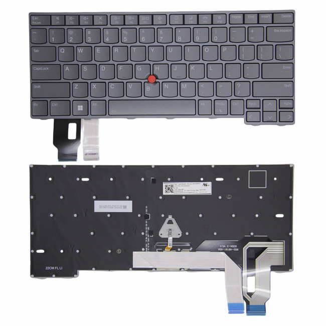 Lenovo Thinkpad T14 Gen 3, T14 Gen 4, L14 Gen 3, L14 Gen 4, P14s Gen 3, P14s Gen 4, gray backlit US keyboard - main product image