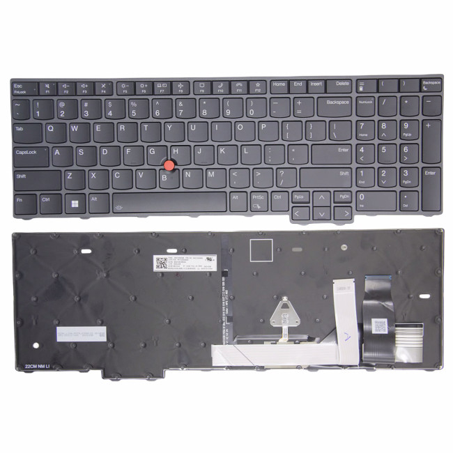 Lenovo Thinkpad T16 Gen 1 Gen 2, P16v Gen 1 Gen 2, P16s Gen 1 Gen 2, L15 Gen 3 Gen 4 black backlit US keyboard - main product image