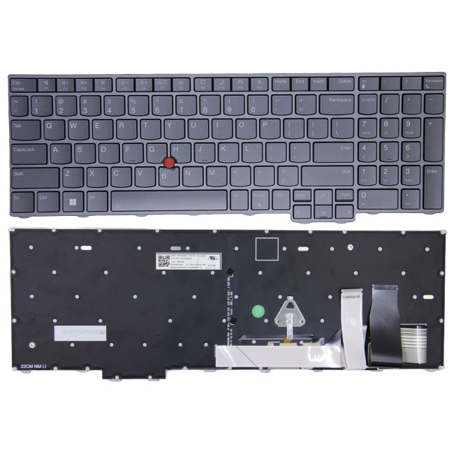 Lenovo Thinkpad T16 Gen 1, Thinkpad T16 Gen 2, P16v Gen 1, P16v Gen 2, P16s Gen 1, P16s Gen 2, L15 Gen 3, L15 Gen 4, gray backlit US keyboard - main product image