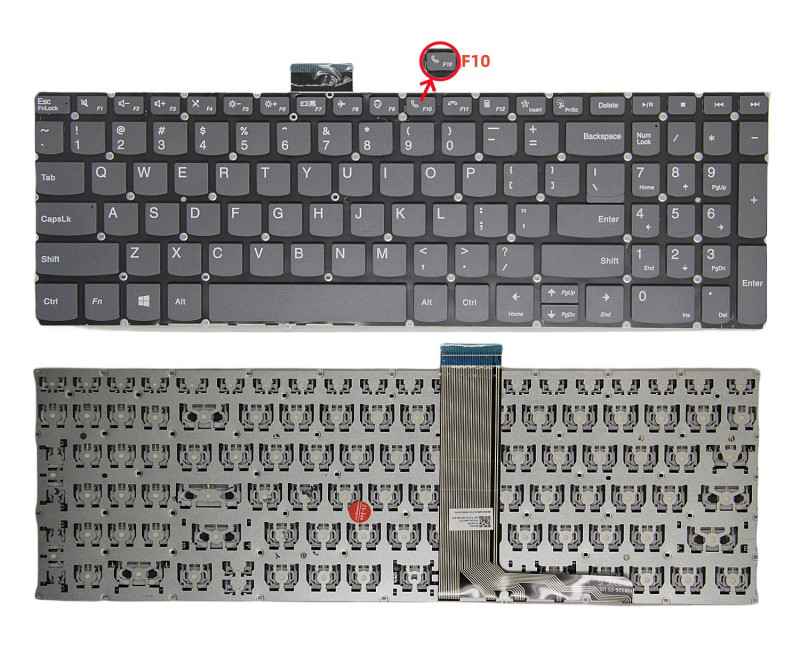 Lenovo yoga 7-15ITL5, yoga Creator 7-15IMH05, yoga 7 16IAP7, yoga 7 16IAH7, yoga 7 16IRL8, yoga 7 16ARP8, gray F10 call US keyboard OEM - additional view 