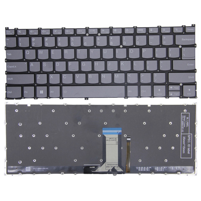 Lenovo yoga 7 14ARP8, yoga 7 14IRL8, yoga 7 14lAL7, Slim 5 14ABR8, gray backlit US keyboard - main product image