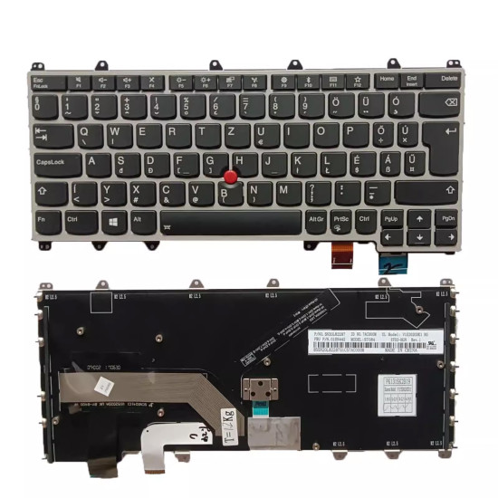 Lenovo yoga X380 yoga 370 4th 01HX100 SN20P38796 silver backlit Hungarian HU keyboard - main product image