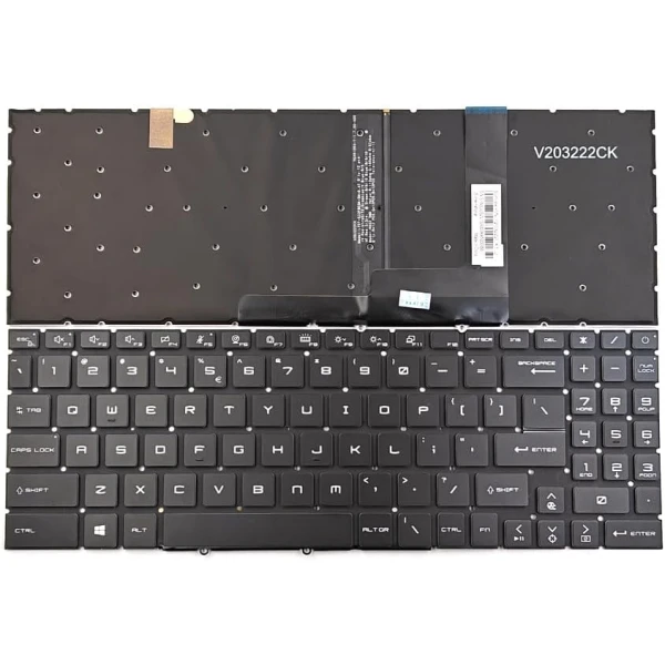 MSI Creator M16, A11UC, A11UD, A12UC, A12UD, A12UEV, A12UGS, backlit US keyboard white word - main product image