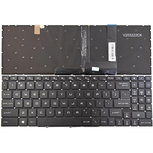 MSI WF66 11UI, WF66 11UJ, WF76 11UI, WF76 11UJ, backlit US keyboard white word - main product image