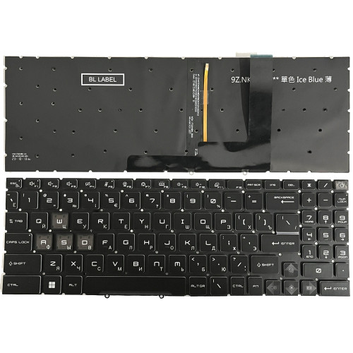 MSI Cyborg 15 A12V A13V A13U AI A1V MS-1585 1583 PULSE 15 B13V blue backlit Russian RU keyboard | LT-22236 - additional view 