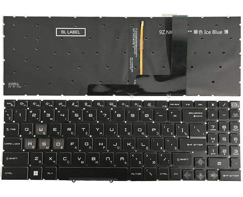 MSI Cyborg 15 A12V A13V A13U AI A1V MS-1585 1583 PULSE 15 B13V blue backlit Russian RU keyboard