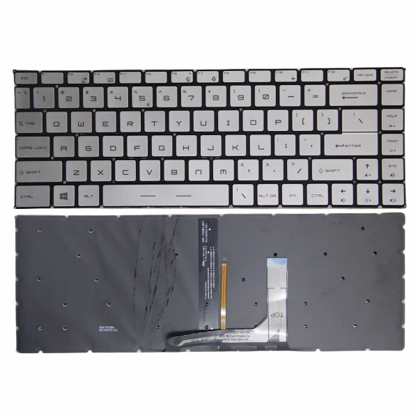 MSI GS65, PS63, GF63, GF65, P65, MS-16W1, MS-16W2, MS-16R3, MS-16R4, silver backlit US keyboard - main product image