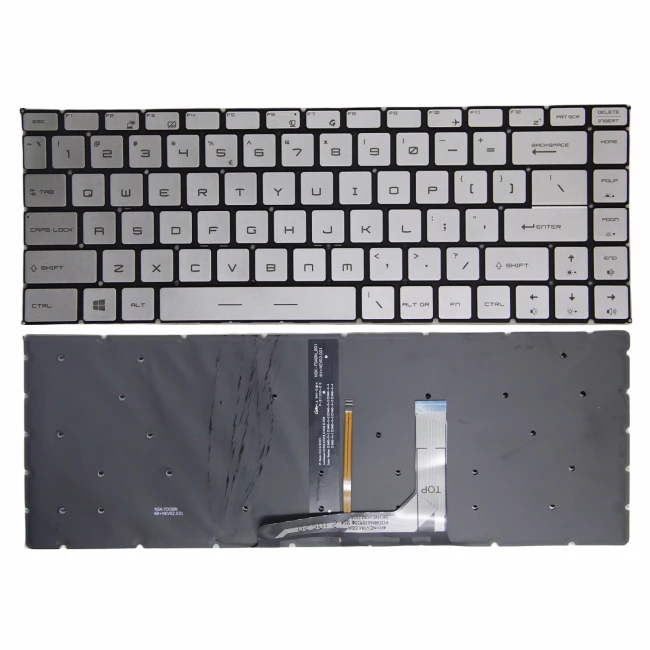 MSI GS65, PS63, GF63, GF65, P65, MS-16W1, MS-16W2, MS-16R3, MS-16R4, silver backlit US keyboard - main product image