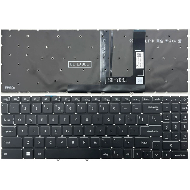 MSI Modern 15 H, B12M, B13M, C1M, C2HM, C2RM, C13M, white backlit US keyboard - main product image