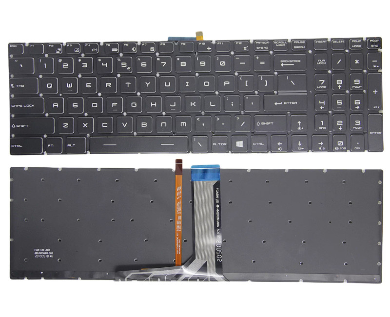 MSI GS63, GS73, GT62, GT72, GT73, GV62, GV72, black backlit US keyboard - additional view 