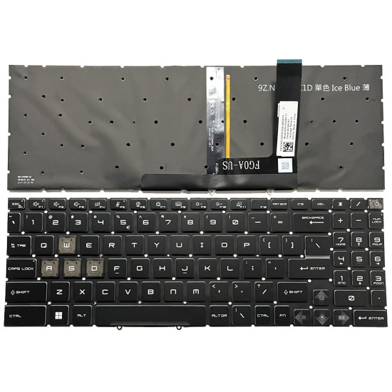 MSI Raider GE68, GE78, Vector GP68, GP78, MS-15M1, MS-15M2, MS-17S1, MS-17S2, blue backlit US keyboard - main product image