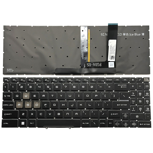 MSI Raider GE68, GE78, Vector GP68, GP78, MS-15M1, MS-15M2, MS-17S1, MS-17S2, blue backlit US keyboard - main product image