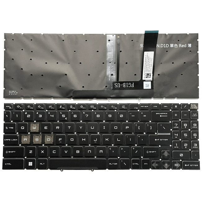 MSI Raider GE68, GE78, Vector GP68, GP78, MS-15M1, MS-15M2, MS-17S1, MS-17S2, white backlit US keyboard - main product image