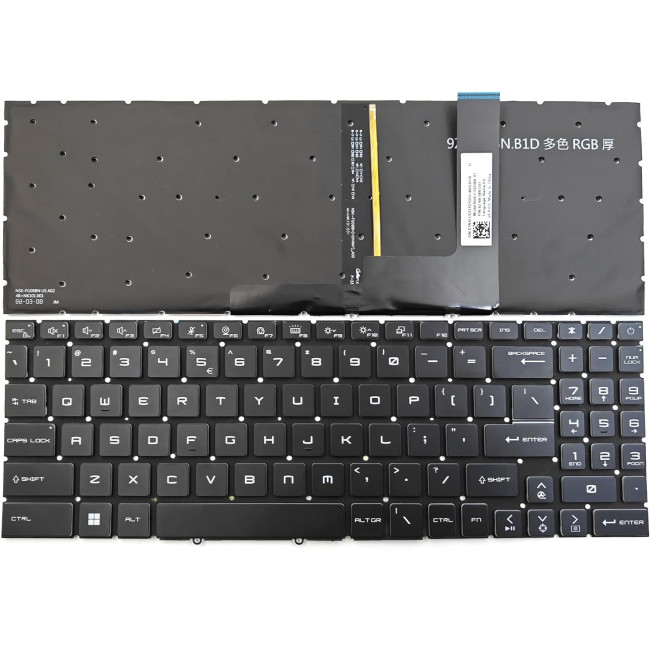 MSI Summit E16 Flip A11U, A12U, UCT, UDT, MS-1591, MS-1592, MS-1593, 7-color backlit US keyboard - main product image