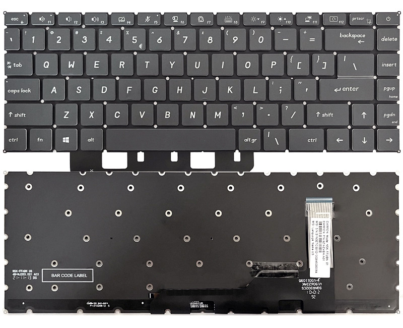 MSI MS-16S3, MS-1551, MS-14C1, MS-14C2, backlit US keyboard black - additional view 