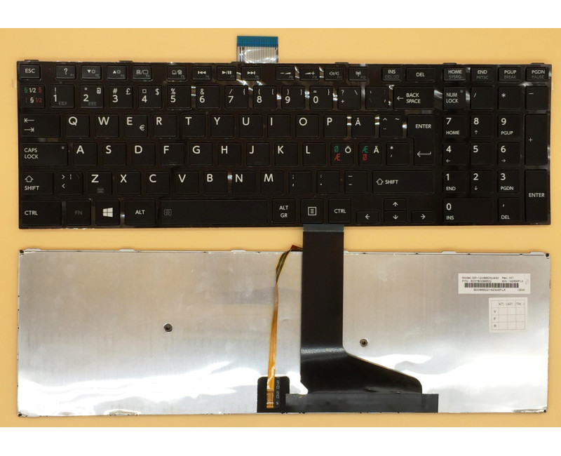 TOSHIBA S50-A S55-A L70-A L70-B L75-A L75-B C75-A C70-A C70-B backlit Norwegian NE keyboard - additional view 