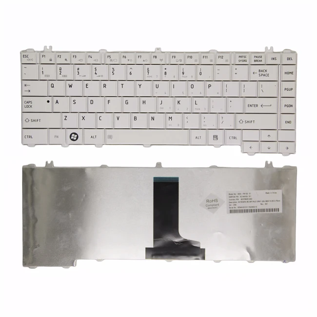 Toshiba Satellite L600 L605 L630 L640D C600D C605 C640 C630 L605 white glossy US keyboard original - main product image