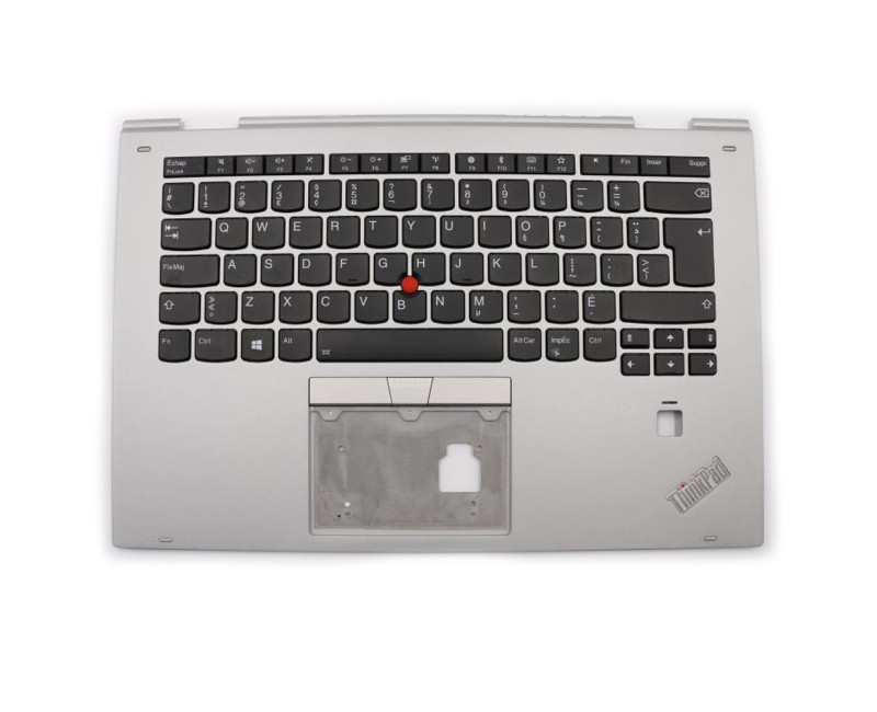 Thinkpad yoga X1 2nd 2017 silver fingerprint hole backlit Canadian French CF keyboard palmrest - additional view 