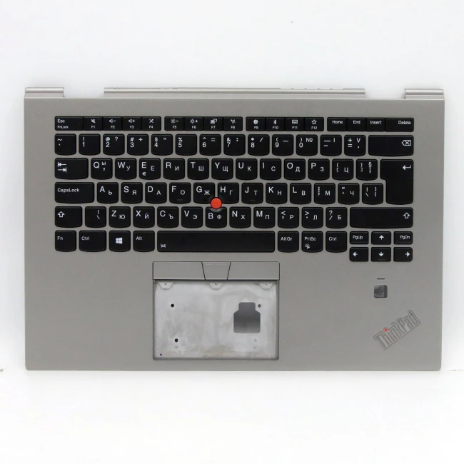 Thinkpad yoga X1 3rd 2018 silver fingerprint hole backlit Bulgarian BG keyboard palmrest - main product image