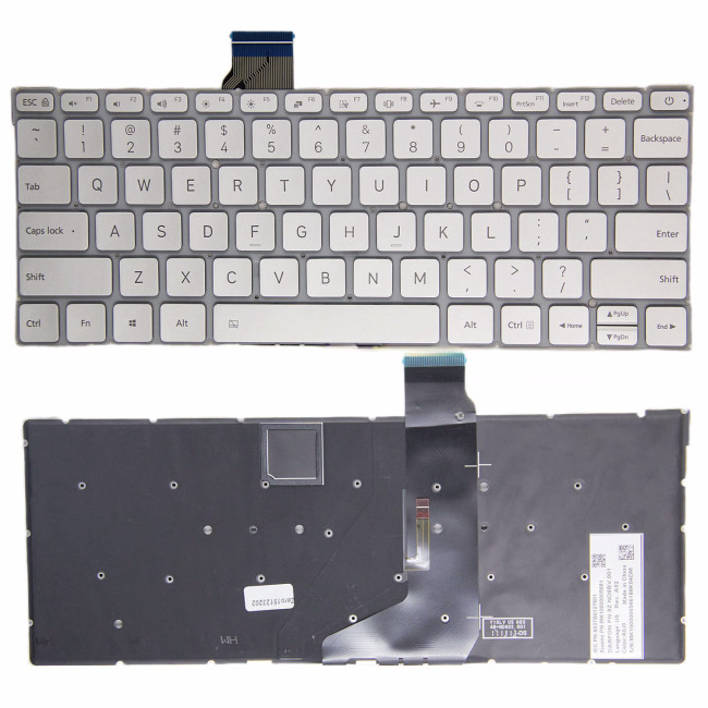 Xiaomi Air 12.5 161201 TM1607 silver backlit US keyboard - main product image